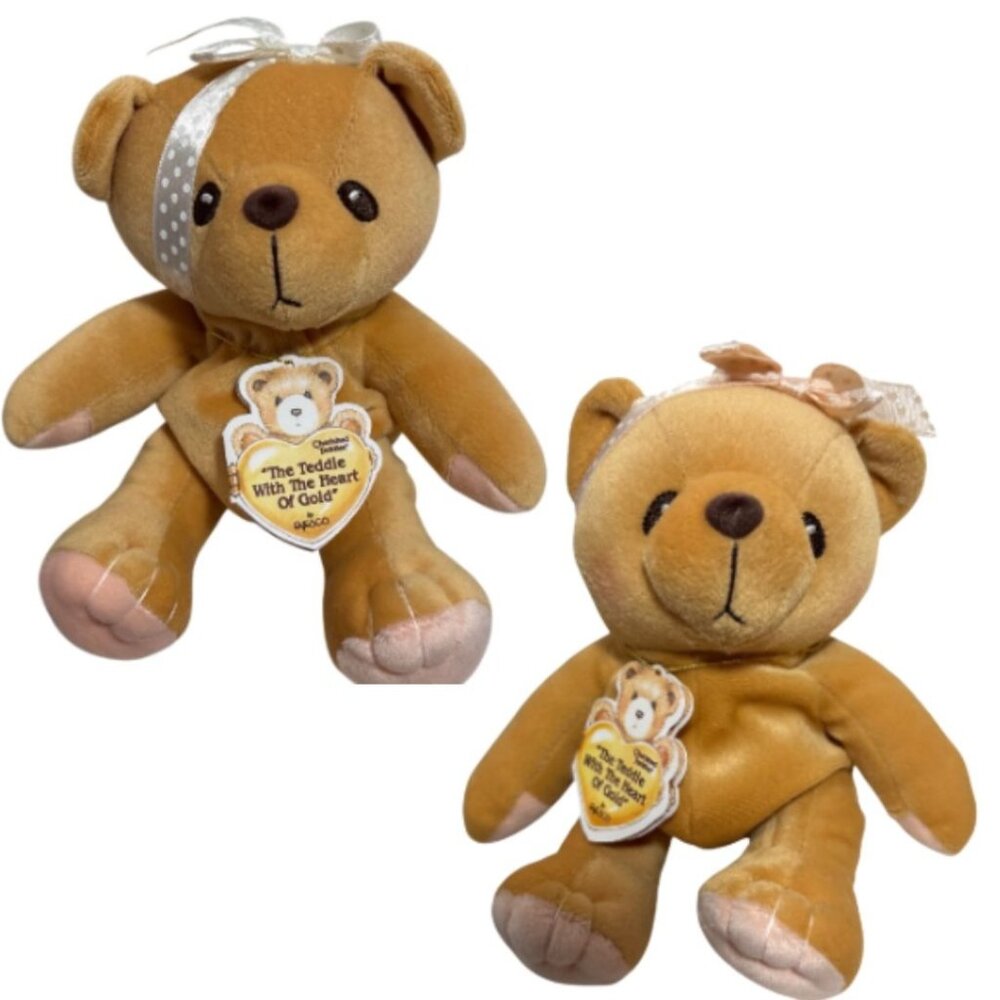 Cherished Teddies Plush Lot of 2 Heart Of Gold Personalized Tag Jacki & Karen